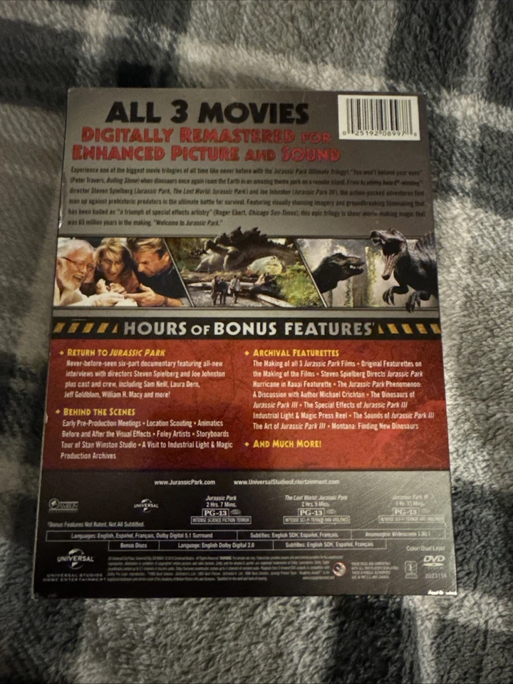 Jurassic Park Ultimate Trilogy Collection DVD 5-Disc Set 2012 Widescreen - Imagem 2 de 4