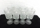 VINTAGE 1980s Anchor Hocking WEXFORD Cut Glass Wine Water Goblets (Set of 8)