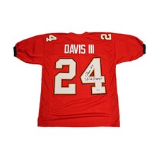 Carlton Davis III Buccaneers Autographed Inscribed Custom Jersey Beckett Holo