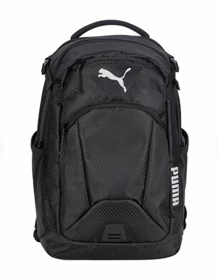 PUMA Black Solid Zip Backpack with Logo - Unisex Adults, Polyester