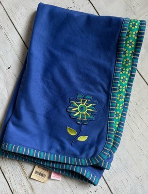 Vintage Gymboree Rainbow Tag Blue Green Yellow Flower Double Dutch NWT Blanket