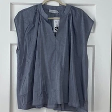 Harshman Ice Blue Finch Short-Sleeve Blouse Size XS NWT