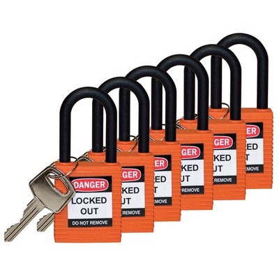 BRADY 123355 Lockout Padlock,KD,Orange,1-3/4''H,PK6 39N229