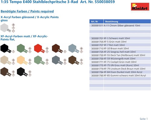 Mini Art 38059 1:35 Tempo E400 Sheet Steel Platform 3-Wheel-Faithful Replica, Mo - Picture 9 of 9