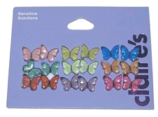 Claire's Sensitive Solutions Earrings Butterfly 9 Pair Multicolor Stud NEW