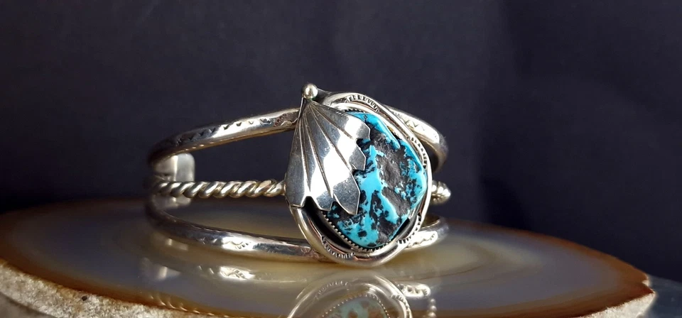 Armreif Silber Türkis Indianer massiv - zauberhaft & auffällig - Bild 4 von 4