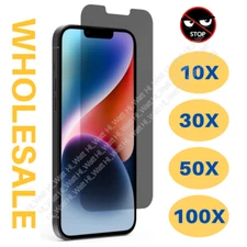 Privacy Screen Protector Tempered Glass Lot For iPhone 14 13 12 11 XR X 8 7 Bulk