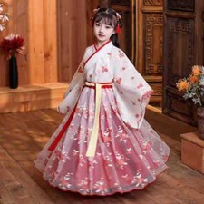 New Hanfu girls spring and autumn childrens costume dress 3-12 years old Chinese