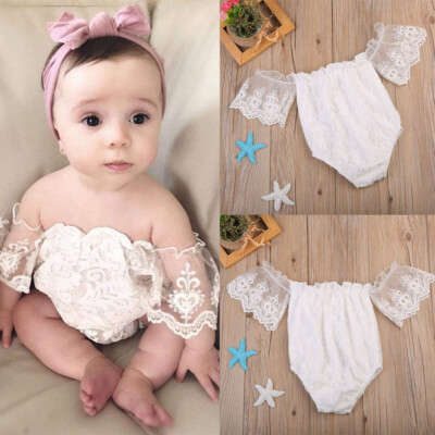Newborn Baby Girls Outfits Lace Pullover Short Sleeve Jumpsuit Romper Clothes