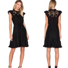 Ulla Johnson Amelie Linen Dress in Jet Black Size 2