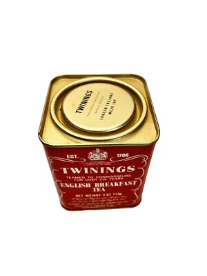 Vintage Twinings Tea Tin English Breakfast Tea Empty Red 3.5” Inch
