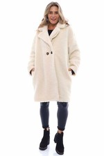 Kit & Kaboodal Made In Italy *cam Teddy Coat Jacket* Cream One Size New