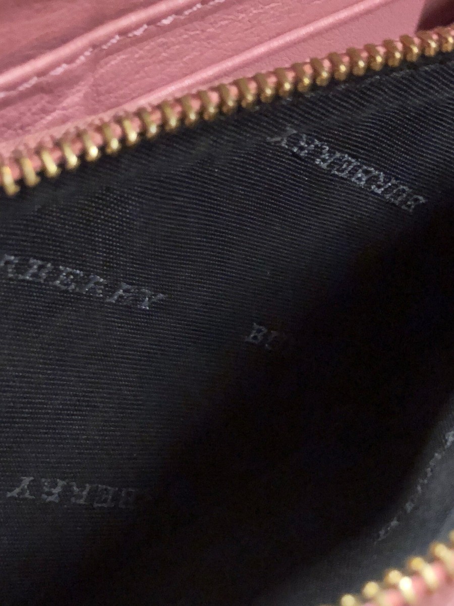 Rose Leather BURBERRY Nova Check Full Zip Around Wallet Zippy