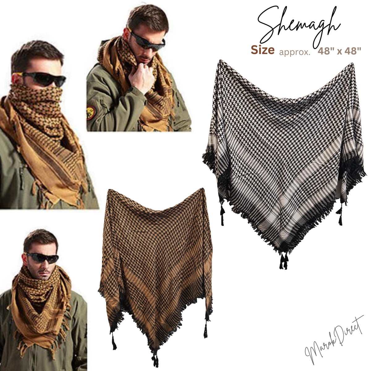 Shemagh Head Scarf Arab Keffiyeh Desert Mens Women Checkered Neck Wrap Shawl