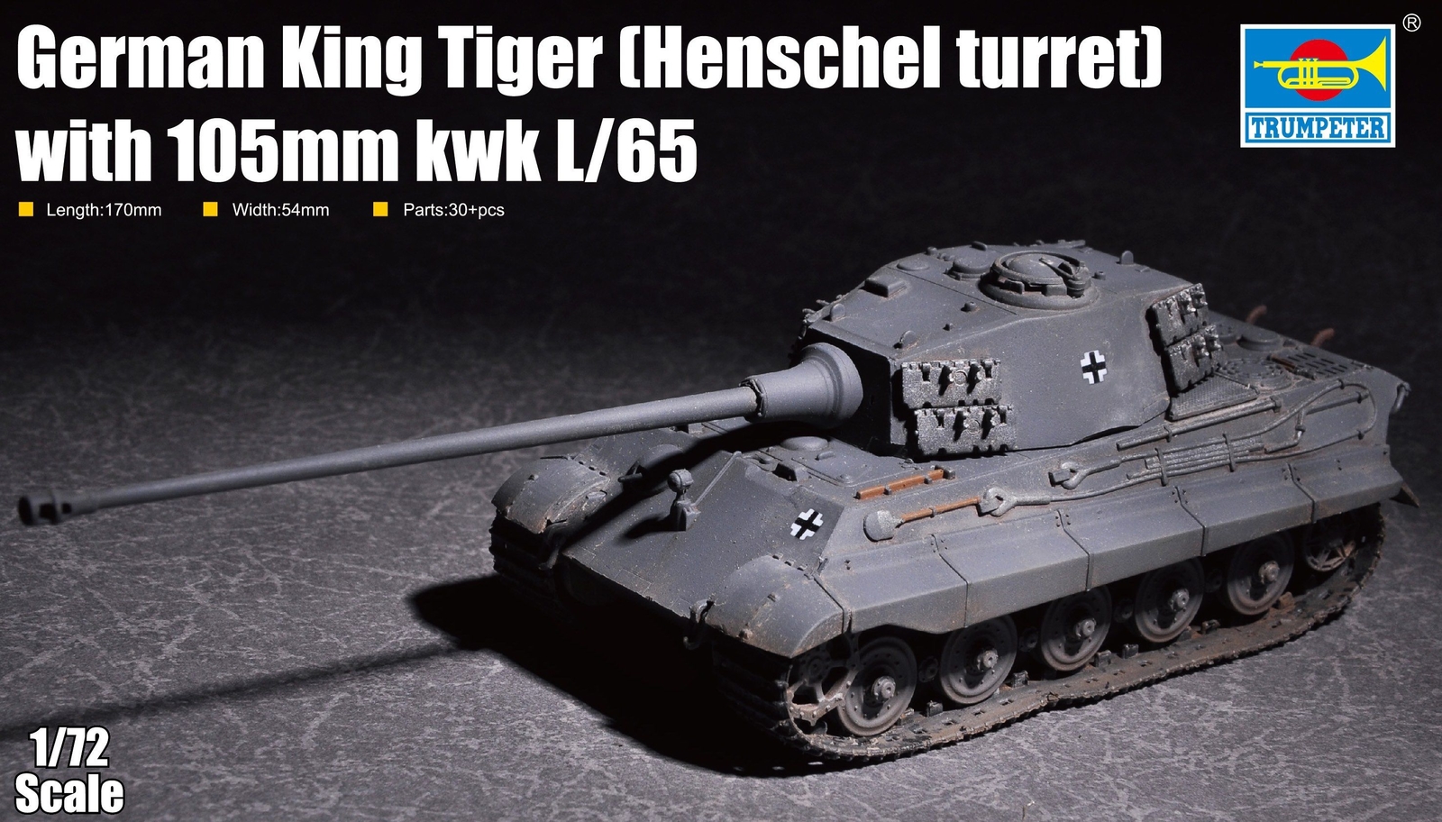 Trumpeter 07160 - 1:72 German King Tiger (Henschel turret) with 105mm KWH L65