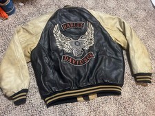 Harley Davidson leather jacket vintage Large 1990&rsquo;s White Arms
