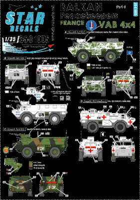 Stern Aufkleber 35-C1005, Decals für Balkan Peacekeepers #4. Frankreich, UN und IFOR 1/35