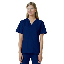 Maevn Women's Navy Scrub Top 1016 Medical 2-Pocket V-Neck Sizes XXS to 5XL