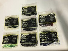 VIPER WORMS Vintage Soft Plastic Bass Fishing Baits Venom Green Blue Brown 