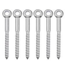 6Pcs Stainless Steel Eye Screws Heavy Duty Eye Screws Thread Eye Bolts