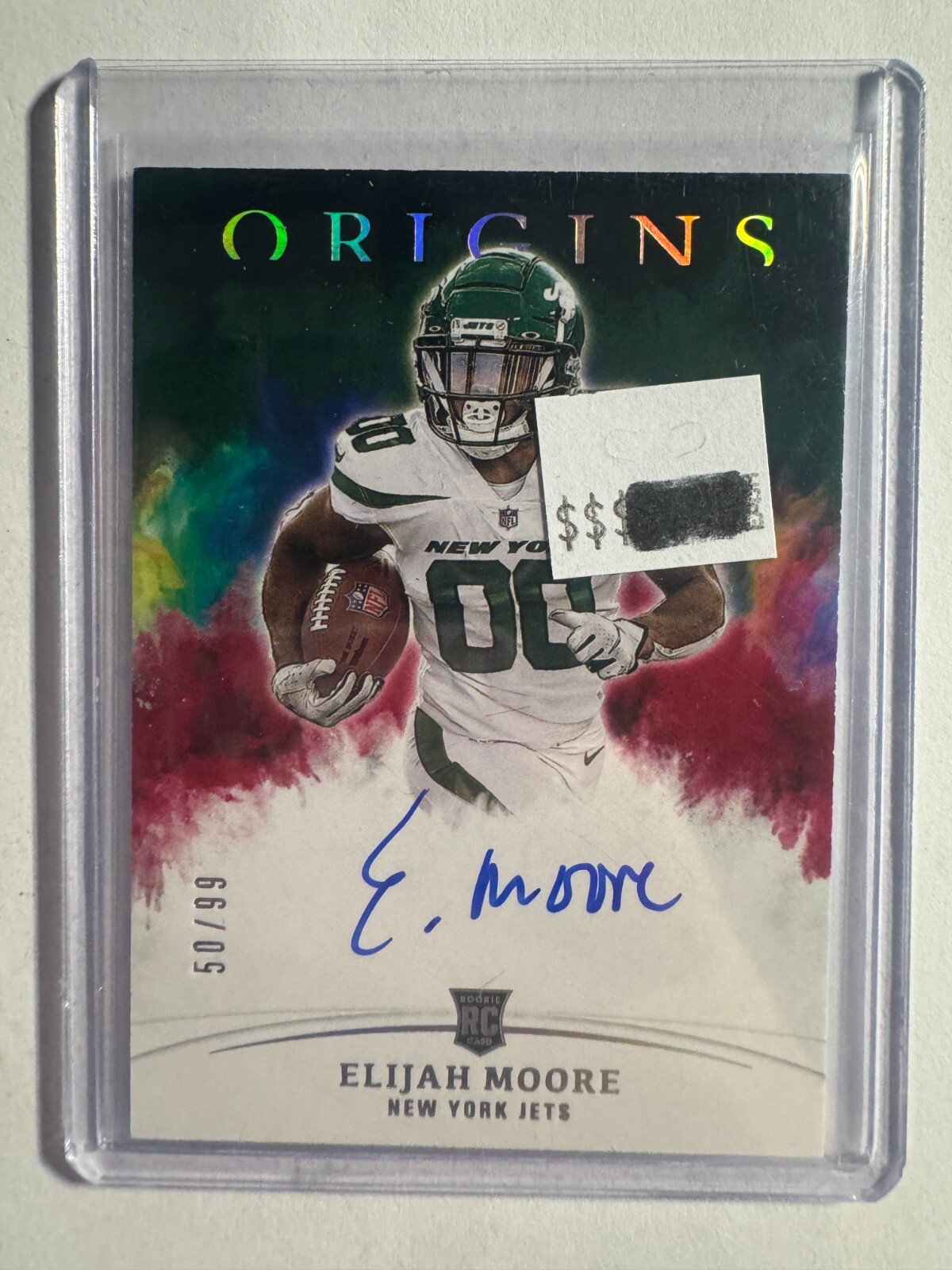K224,565 - 2021 Panini Origins Rookie Autographs Red #20 Elijah Moore #/99 Auto