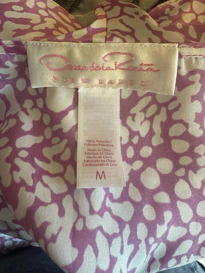 Oscar De La Renta Rosa Guepardo Bata Sedosa Sexy Cinturón M Ooohlala Foto 3 de 3