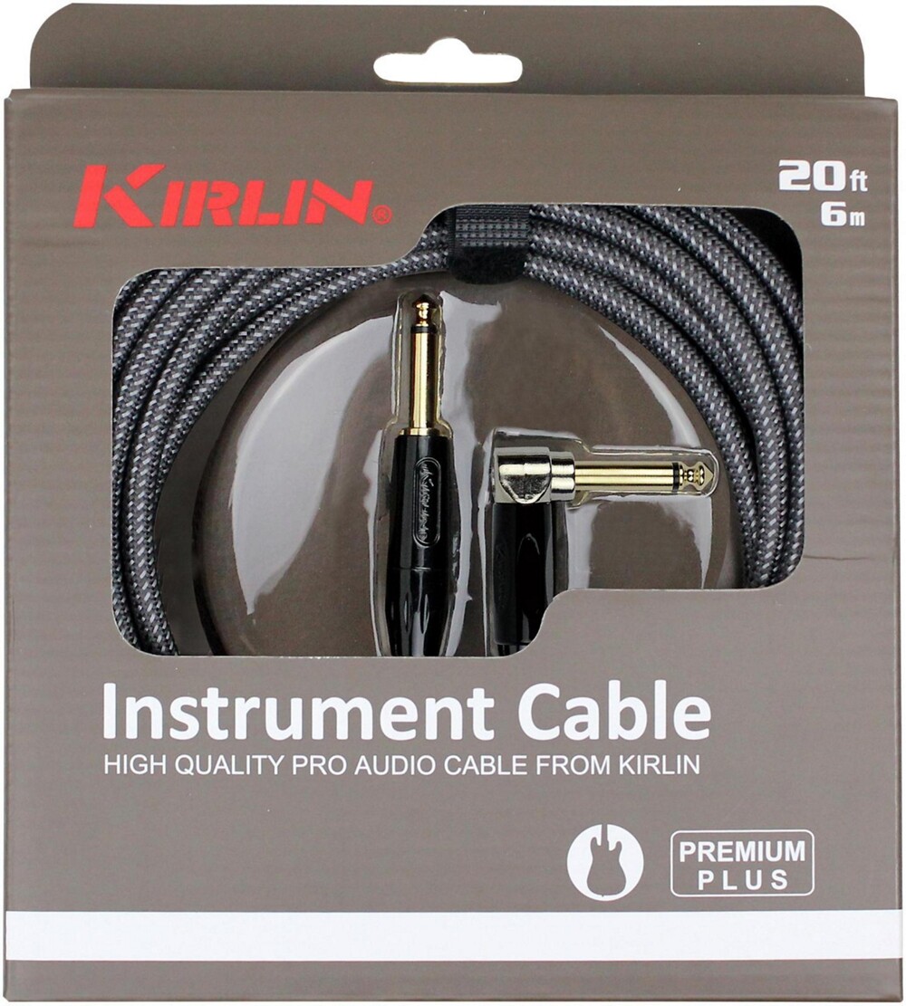 Kirlin Premium Plus Straight to Right Angle Instrument Cable Carbon Gray 20 ft.