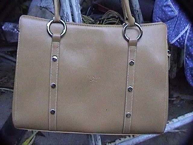 guang tong purse handbag shoulder bag tan/beige 13" x 9-1/2