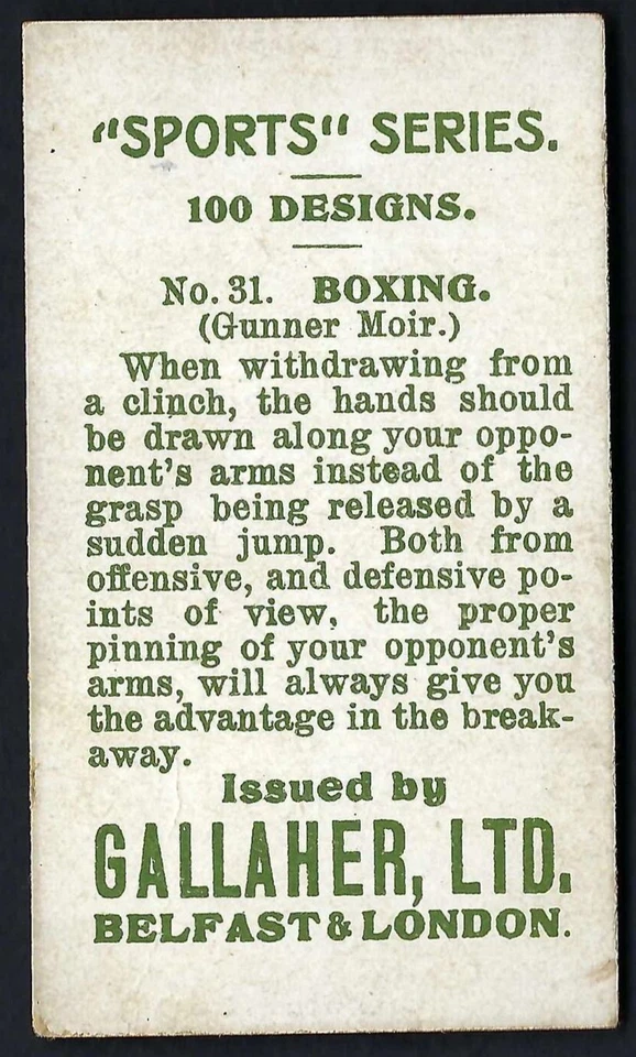 GALLAHER - SPORTS SERIES - #31 BOXING, GUNNER MOIR - Image 2 of 2