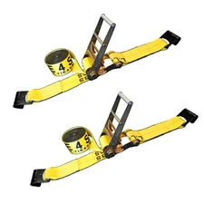 2 Pack 4" x 30' Ratchet Strap w/ Flat Hook Flatbed Truck Trailer Farm Tie Down