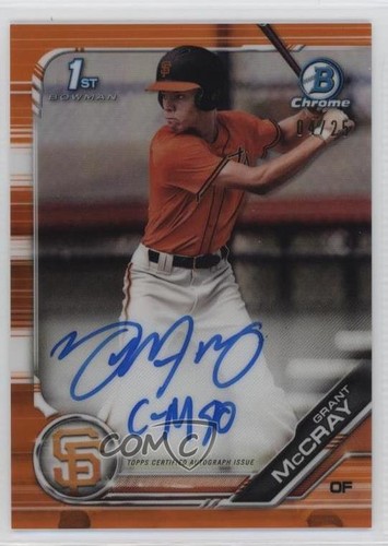2019 Bowman Draft Chrome Pick Orange Refractor /25 Grant McCray #CDA-GM Auto