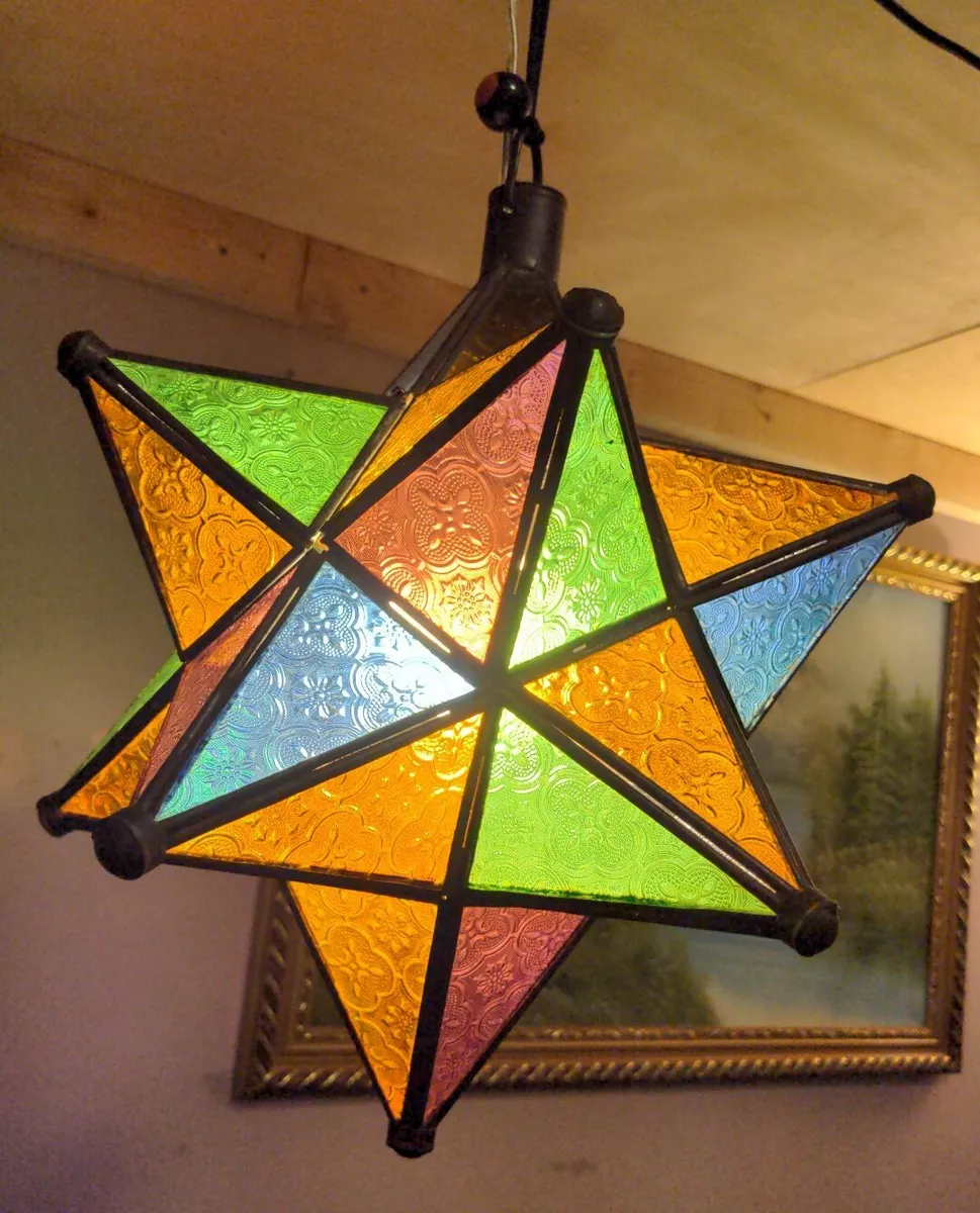 vintage stained glass Star Lamp Set Of 4. 16