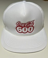 Trucker Hat Coca Cola 600 NASCAR 1980s Vintage White 