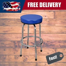 TCE Torin Swivel Bar Stool: Padded Garage/Shop Seat Plated Legs, Blue  ATRP6185U