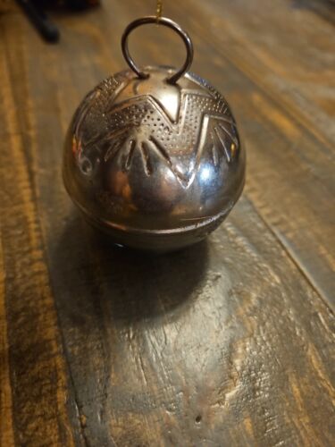 Vintage 2.5" Brass Jingle Bell with Star Design Christmas Ornament - Picture 1 of 4