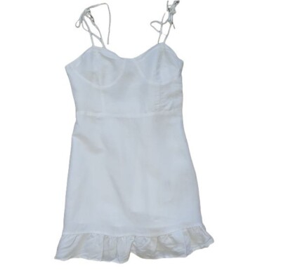 Forever21 White Frilly Linen Summer Dress | eBay Forever21 White Frilly Linen Summer Dress | eBay