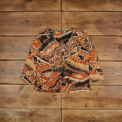 Vintage Grafik T-Shirt 2XL Chicos Design Y2K Blumen Orange Tee