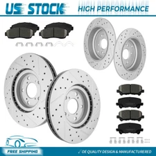 Front & Rear Drilled Brake Rotors+Ceramic Pads For Honda Odyssey 2011 2012-2014