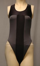 Black Grey Two Tone Thong Spandex Leotard for Women size 10 Medium
