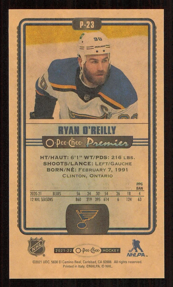 2021-22 O-Pee-Chee OPC Premier Tallboys #P23 Ryan O'Reilly - Image 2 of 2