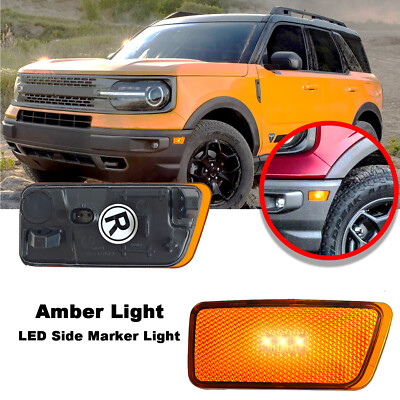 Pair LED Amber Front Side Marker Light Lamps For Ford Bronco Sport 2021-26 LH&RH