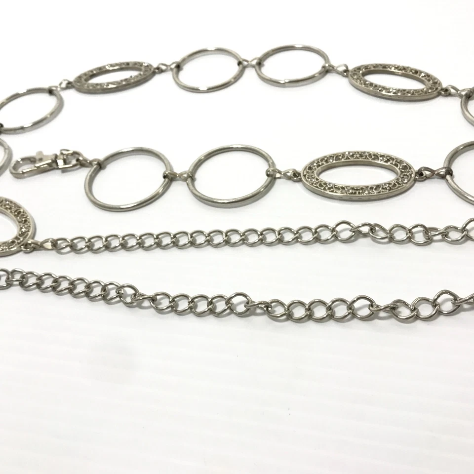 Cinturón de cadena para mujer 1XL-2XL plateado anillo tórico ovalado con joyas vestido informal metal plus Foto 2 de 4