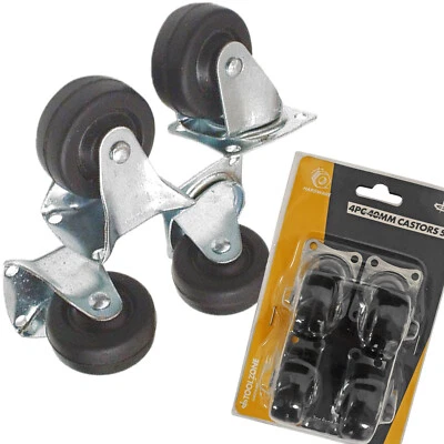 TOOLZONE 40mm Caster Wheels. Plant Pot Castor Wheels 2 Fixed Casters 2 Swivel Castors