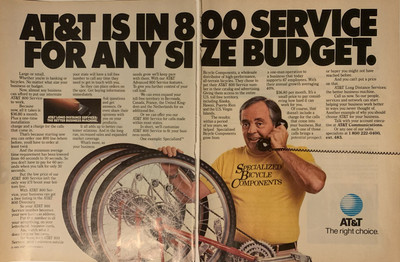 1985 AT&T 800 Service PRINT AD Specialized Bicycle Components Business VTG 1980s