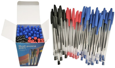 100 Kugelschreiber Kuli Schreibstift mit Kappe Stifte schreiben blau schwarz rot