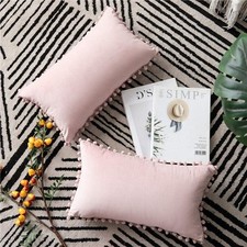 DEZENE 12x20 Throw Pillow Covers 20" x 12" Pack of 2 , Baby Pink