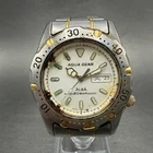 Seiko Alba Aqua Gear Watch Men 37mm Silver Dial Two Tone Daydate New Battery VTG