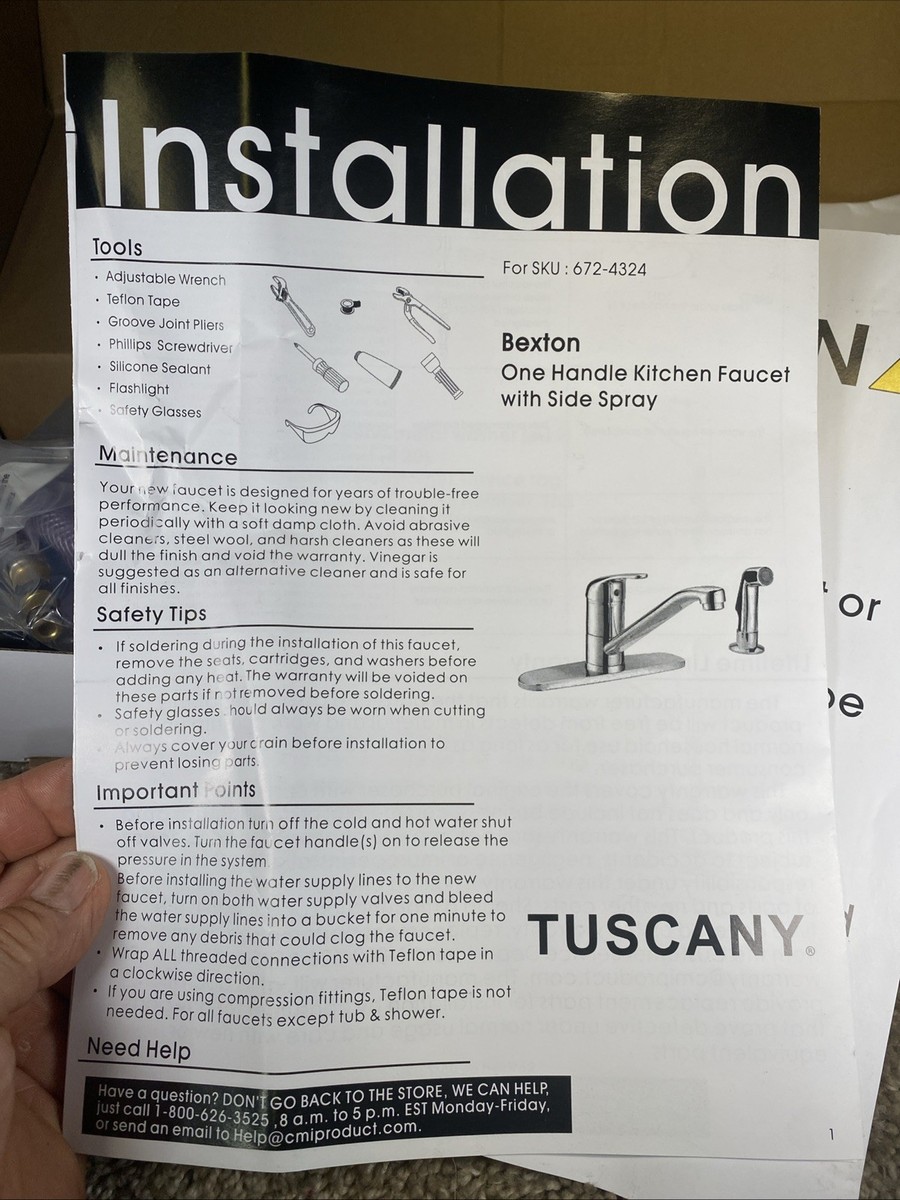 Tuscany One-Handle Kitchen Faucet with Side Spray (672-4324) | eBay