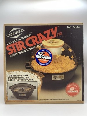 1981 West Bend Stir Crazy 2-6 Qt. Popcorn Corn Popper #5346 NOS