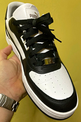 PUMA Caven 2.0 Lux Low Top Leather Lace-Up Sneakers Black/White 395016-04